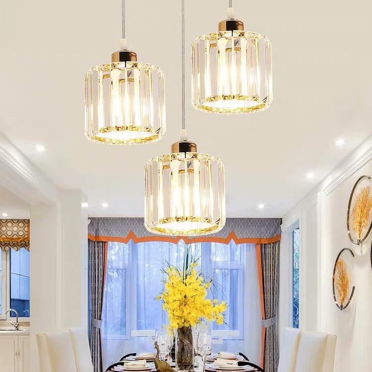 Textured Crystal 3-light Cylindrical Jar Pendant Light