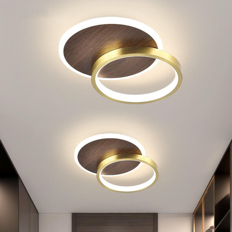 Modern Minimalist Aluminum Circular Square LED Semi-flush Mount Ceiling Light