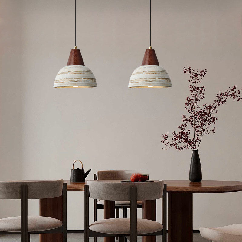 Nordic Japanese Walnut Ceramic Dome 1-Light Pendant Light