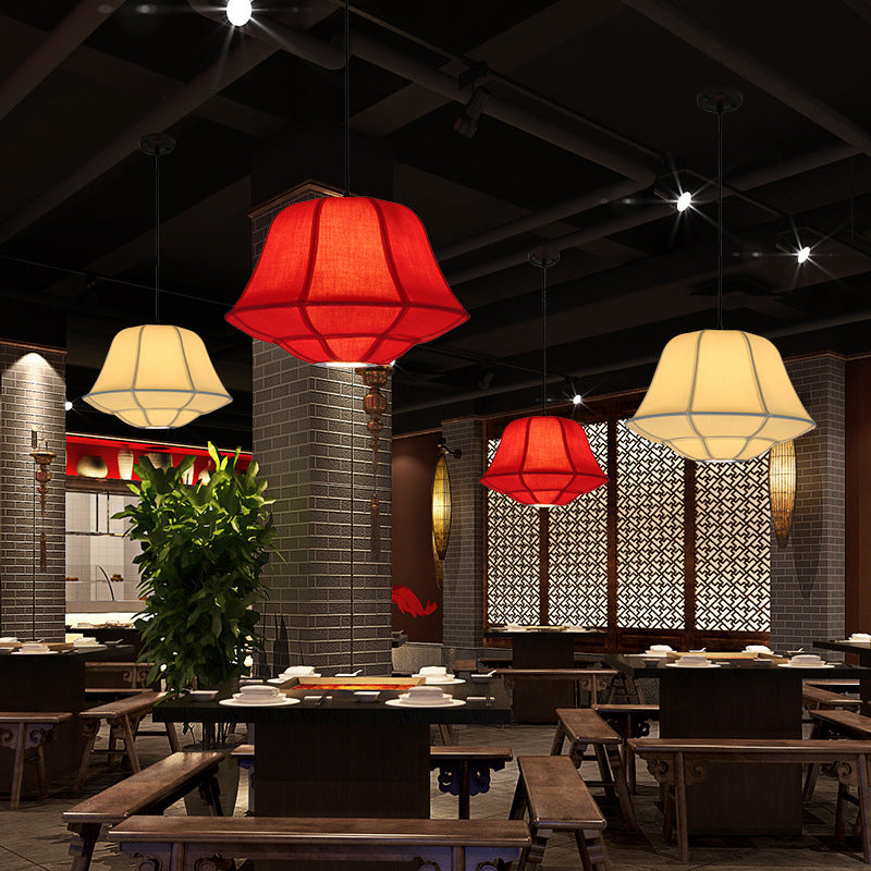 Modern Chinese Iron Sheepskin Oval Lantern 1-light Pendant Light