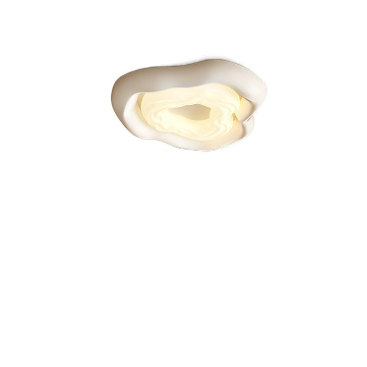 Modern Minimalist Cream Cloud Pe Iron LED Flush Mount Ceiling Light for Living Room