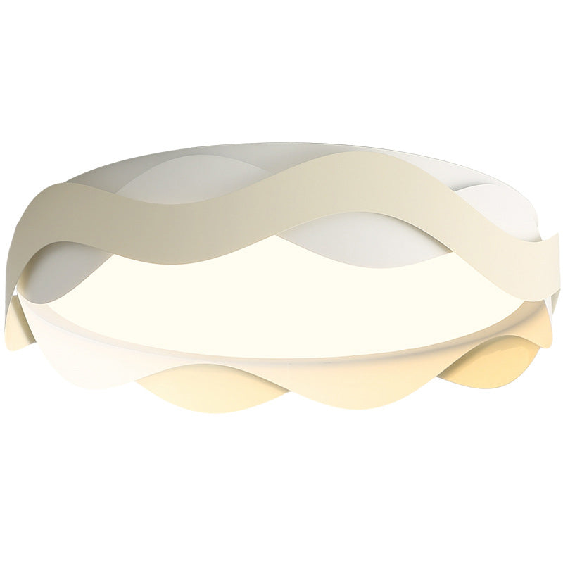 Contemporary Creative Cream Waves Round Acrylic Iron LED Flush Mount Ceiling Light for Living Room