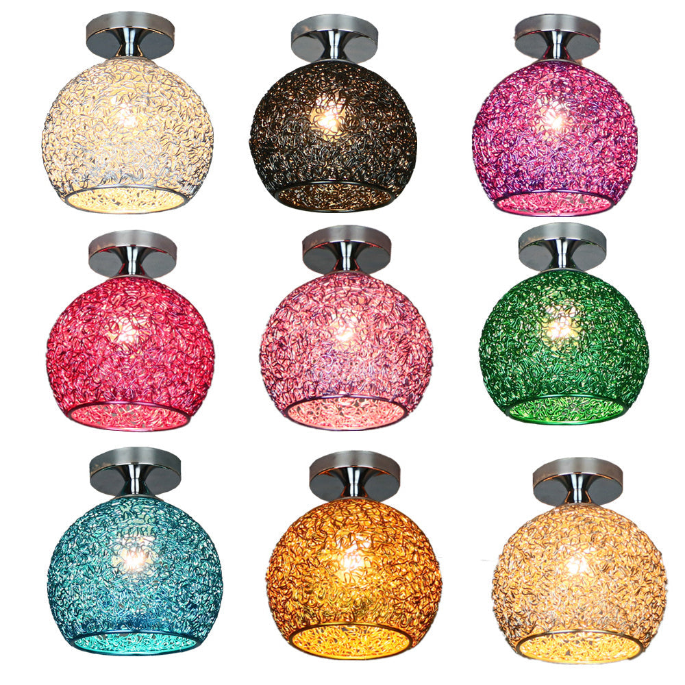 Contemporary Scandinavian Iron Aluminum Weaving Ball 1-light Semi-flush Mount Ceiling Light for Hallway