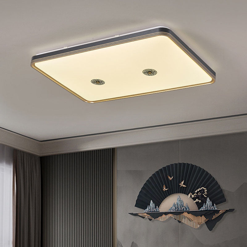 Traditional Chinese Square Geometric Acrylic LED Flush Mount Ceiling Light for Living Room