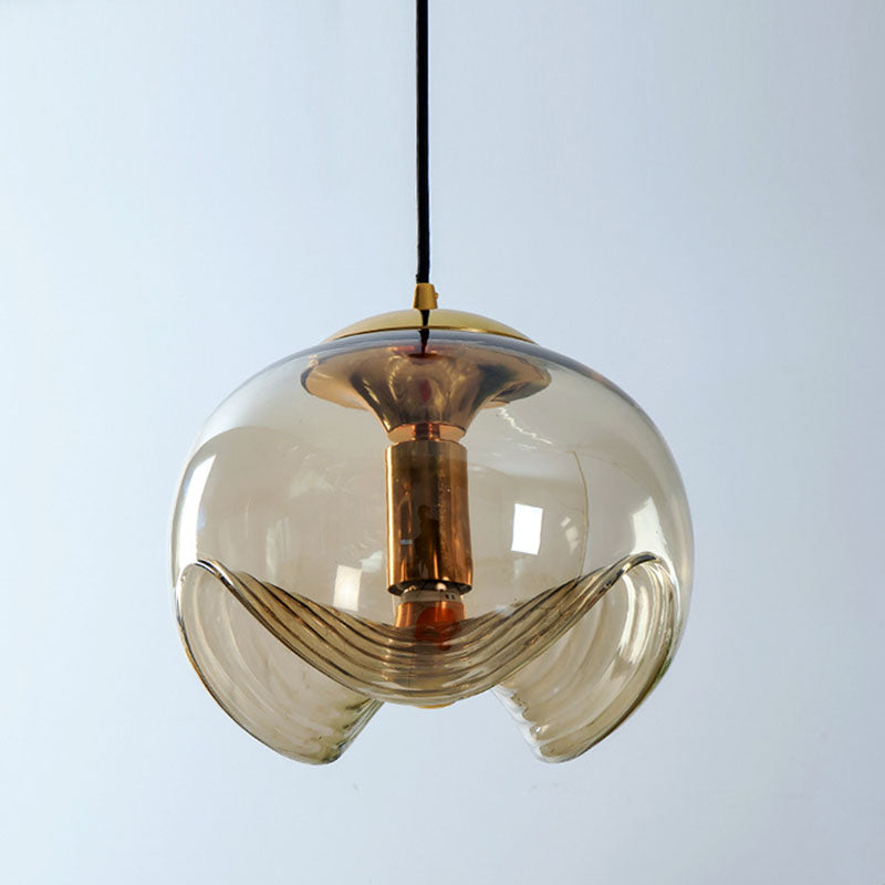 Contemporary Scandinavian Oval Column Iron Glass 1-light Pendant Light for Bedroom