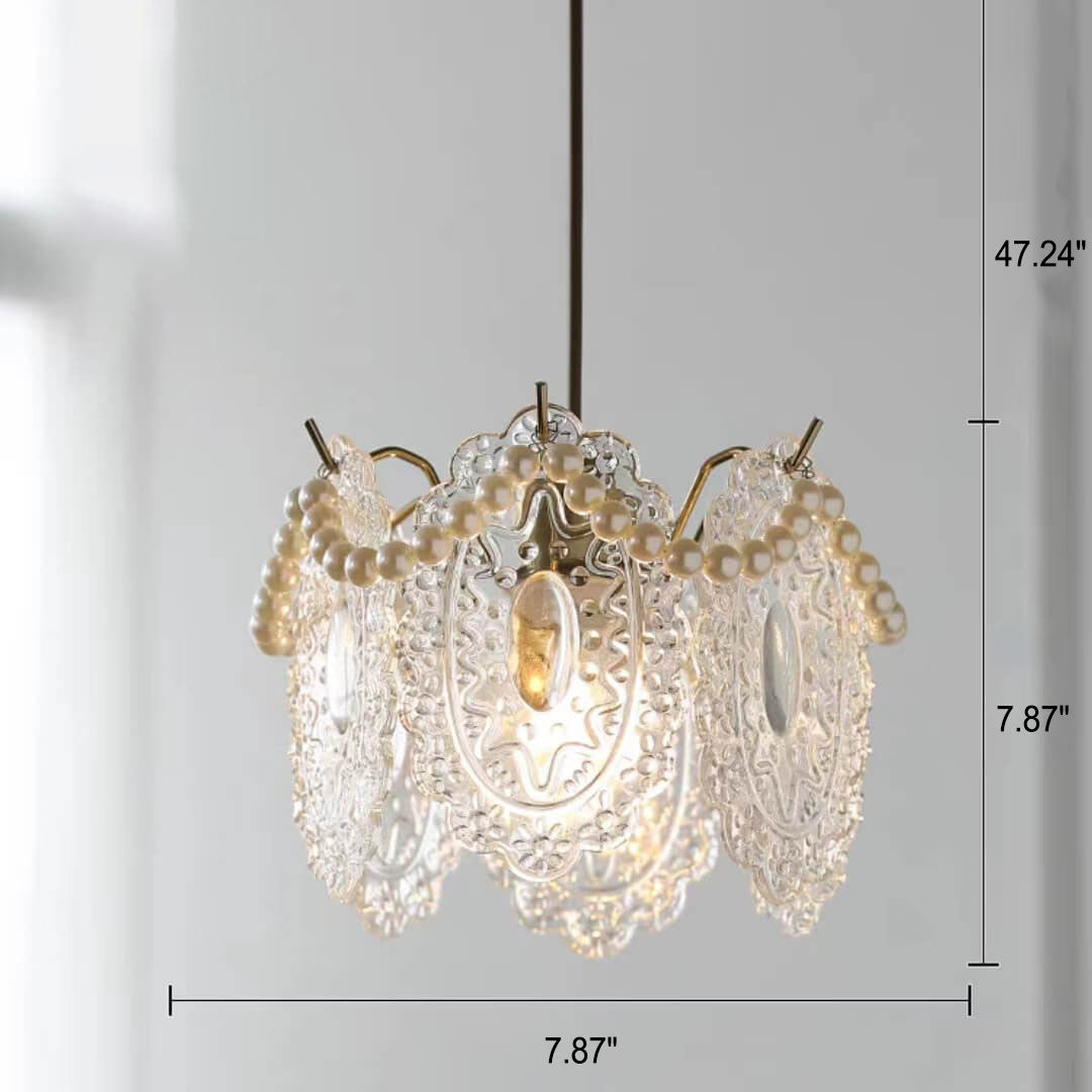 French Light Luxury Hardware Glass 1-Light Pendant Light