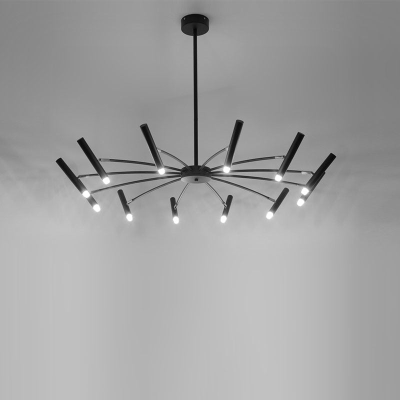 Contemporary Scandinavian Round Radioactive Iron Aluminum 12/24 Light Chandelier for Living Room
