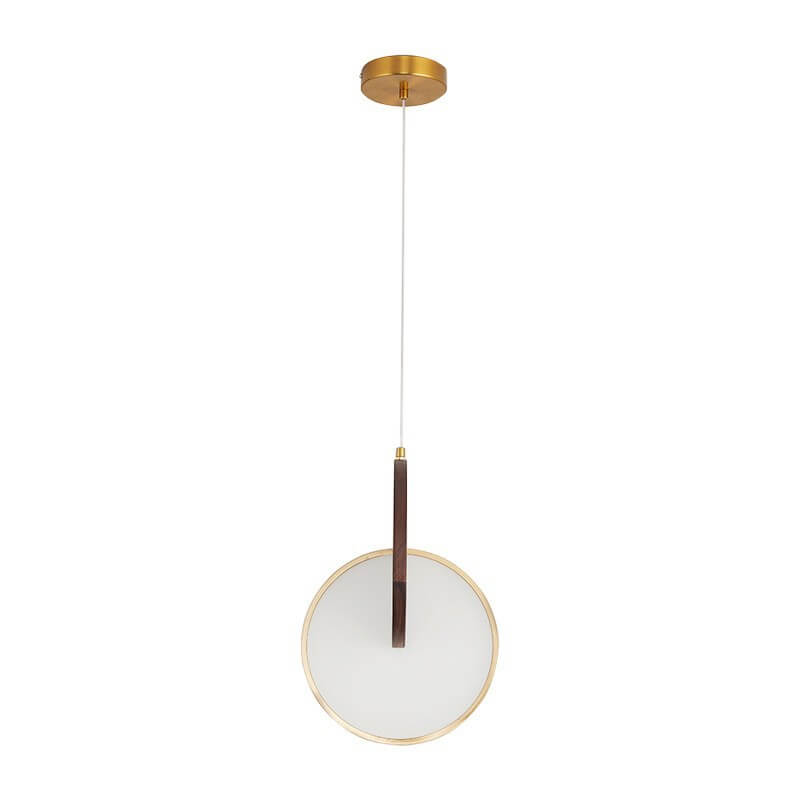 Modern Walnut Solid Wood Round Dish 1-light LED Pendant Light