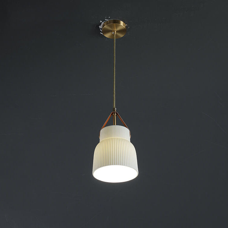 Japanese Light Luxury Ceramic Copper Round Mouth 1-light Pendant Light