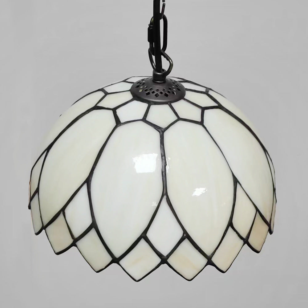 Tiffany European Style Milk White Glass Dome 1-light Pendant Light