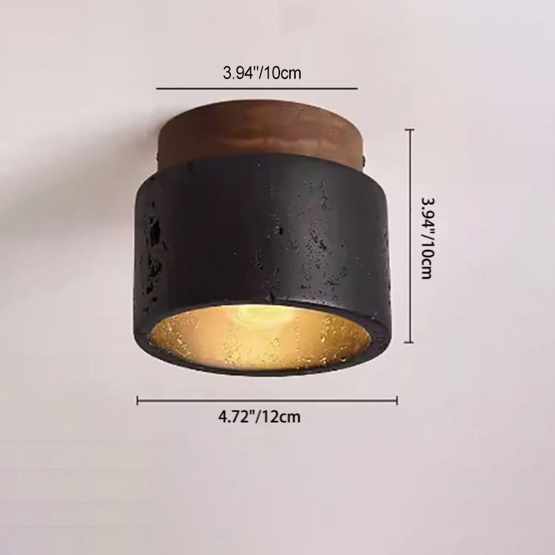 Modern Minimalist Cylinder Stone 1-light Flush Mount Ceiling Light for Bedroom