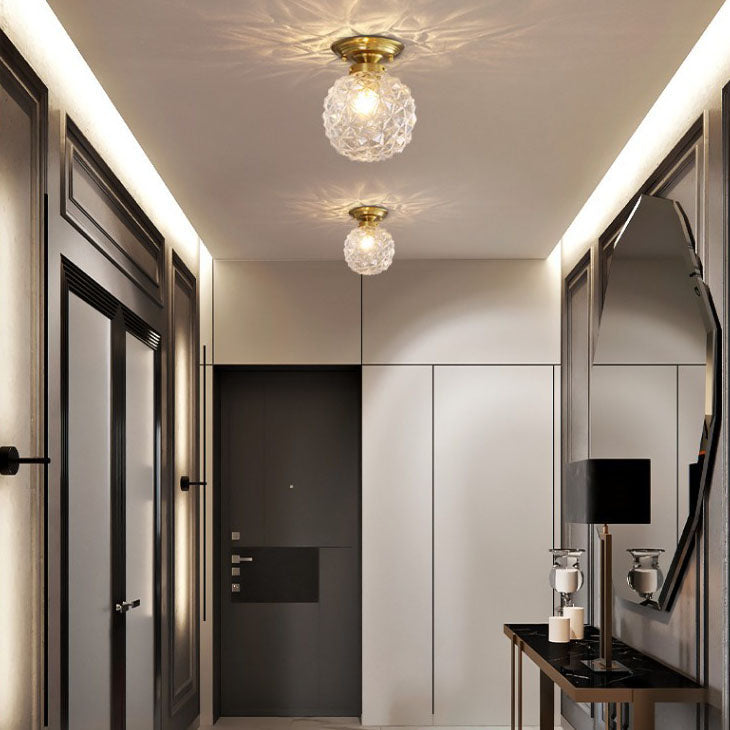 Modern Light Luxury Star Textured Glass Orb 1-light Semi-flush Mount Ceiling Light