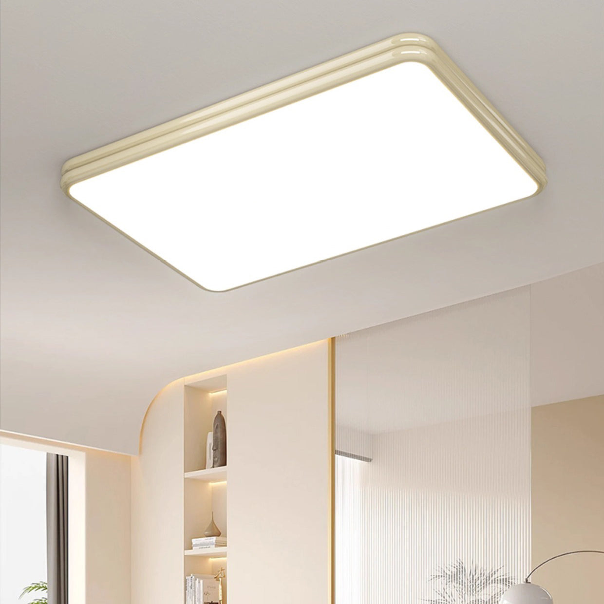 Modern Minimalist Square Rectangle Double Layer Iron Acrylic LED Flush Mount Ceiling Light for Bedroom