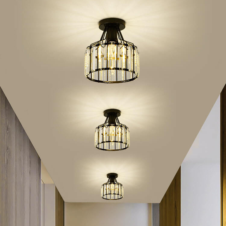 Modern Crystal Dome 1-light Semi-flush Mount Ceiling Light