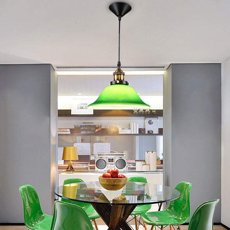 Vintage Industrial Green Bell Glass 1-light Pendant Light