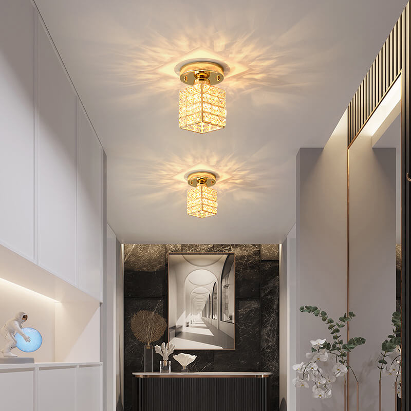 Modern Creative Crystal 1-light Semi-flush Mount Ceiling Light