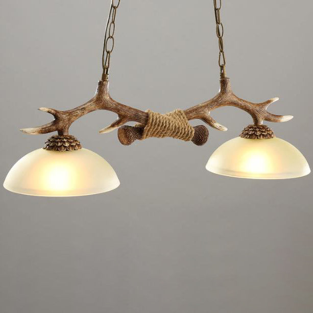 Vintage Antler Resin & Glass Bowl 2-light Chandelier – Industrial Style