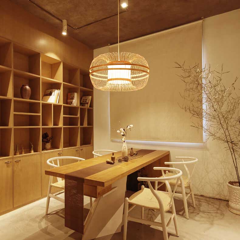 Japanese Element Bamboo Drum 1-light Pendant Light