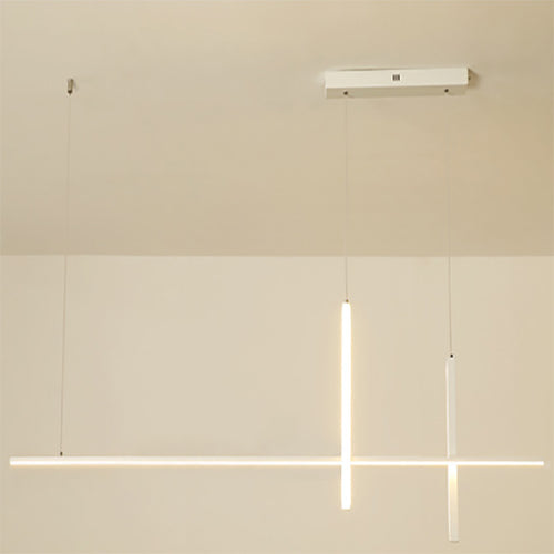 Modern Minimalist LED Linear Chandelier – Black & White, Adjustable Length