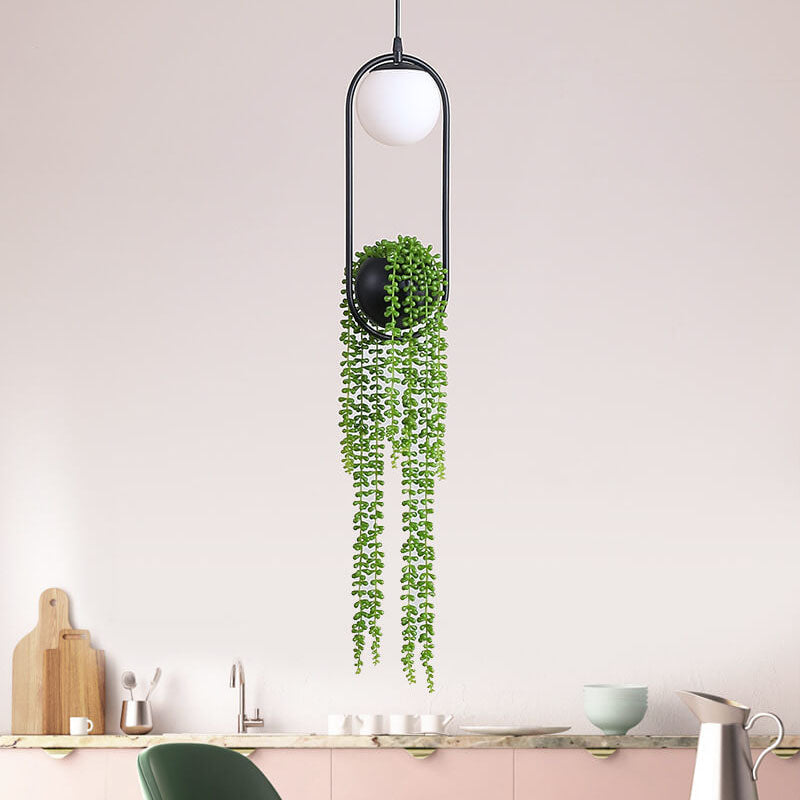 Glass Ball 1-light Plant Hanging Pendant Light