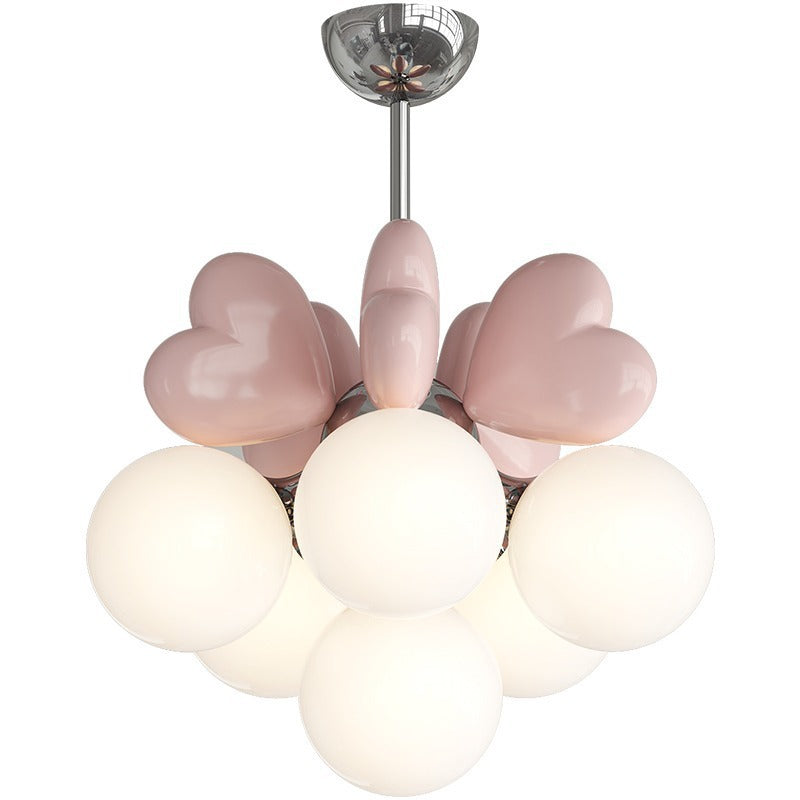 Contemporary Nordic Cream Heart Shape Resin Metal Pe 4/6 - Light Chandelier for Living Room