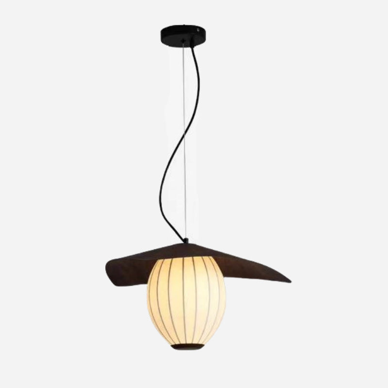 Contemporary Retro Dome Oval Stripe Silk Lampshade Iron 1 - Light Pendant Light For Living Room