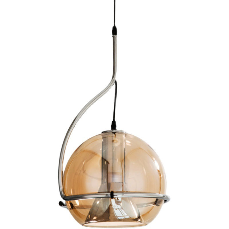 Contemporary Scandinavian Round Ball Glass Lampshade Iron 1 - Light Pendant Light For Living Room