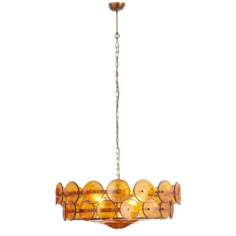 Traditional French Dome Round Circle Iron Glass 8/10 - Light Chandelier for Living Room