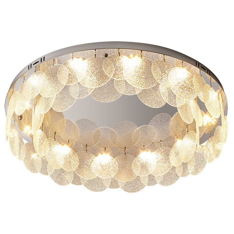 Contemporary Luxury Round Stainless Steel Glass LED Flush Mount Ceiling Light For Living Room