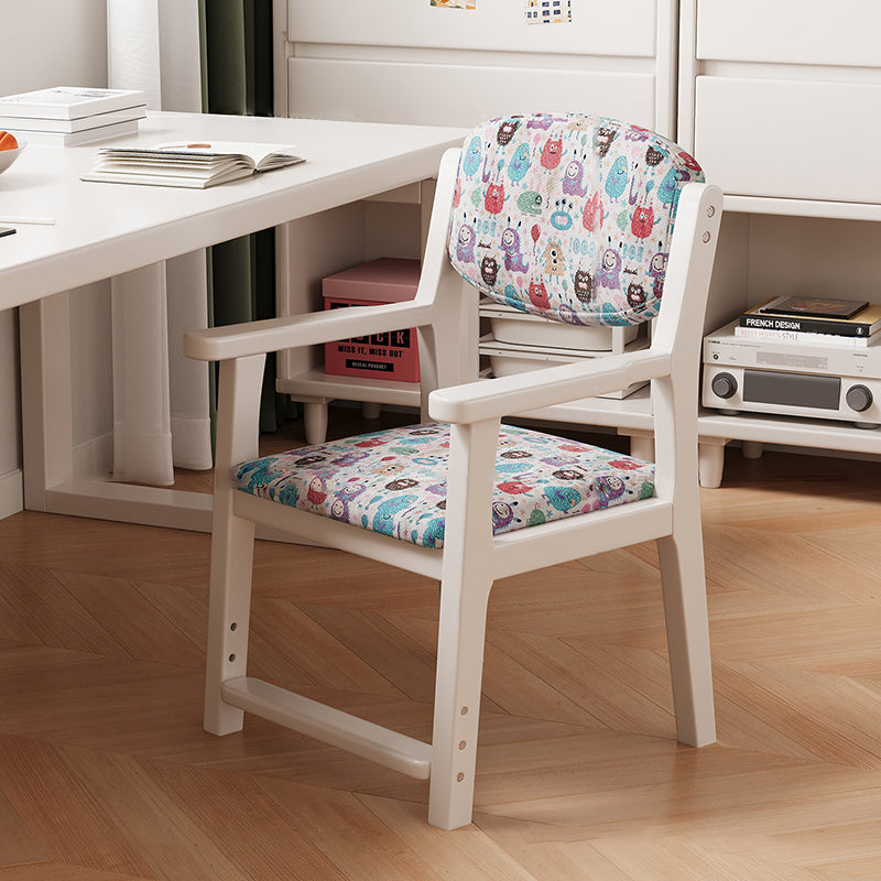 Contemporary Creative Rectangular Kid Cartoon Cotton-Linen Rubberwood Multi-Layer Plywood Desk Chair Height Adjustment Backrest Armrest For Home Office