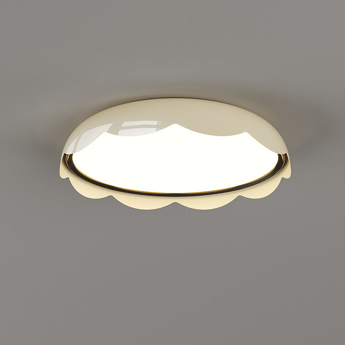 Modern Minimalist Iron & PE Wave Pattern LED Flush Mount Ceiling Light For Bedroom