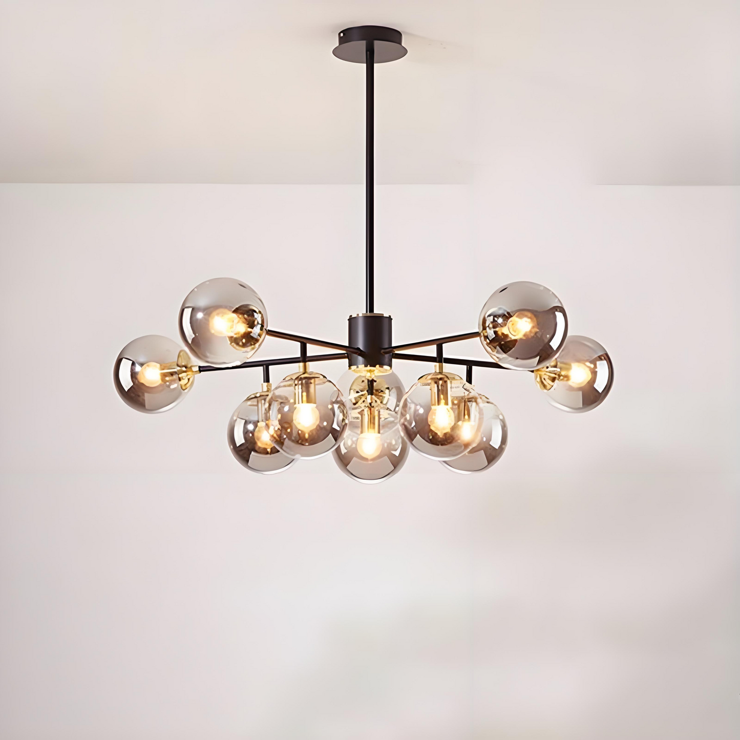 Contemporary Nordic Iron Glass Round 6/8/10-light Chandelier for Bedroom and Living Room