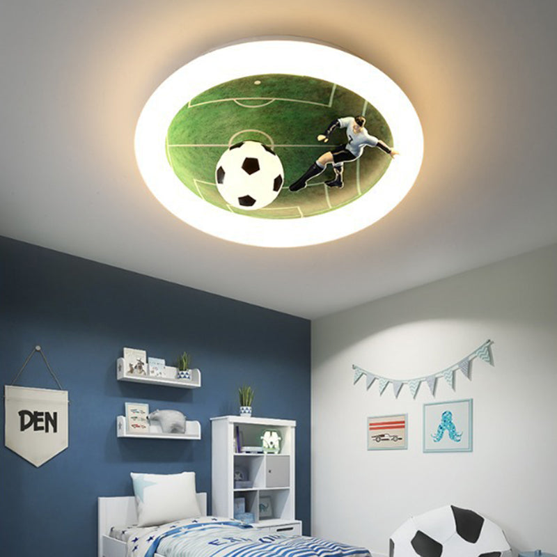 Contemporary Creative Iron & Acrylic Round LED Flush Mount Ceiling Light for Kids Bedroom & Living Room