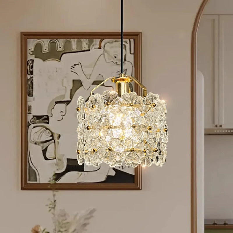 Traditional French Wood Petal 1-Light Pendant Light For Dining Room, Bedroom & Living Room