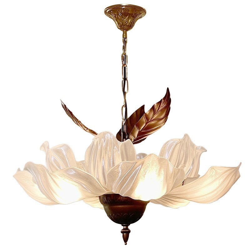 Traditional French Metal Acrylic Petal 6-Light Pendant Light For Living Room & Dining Room