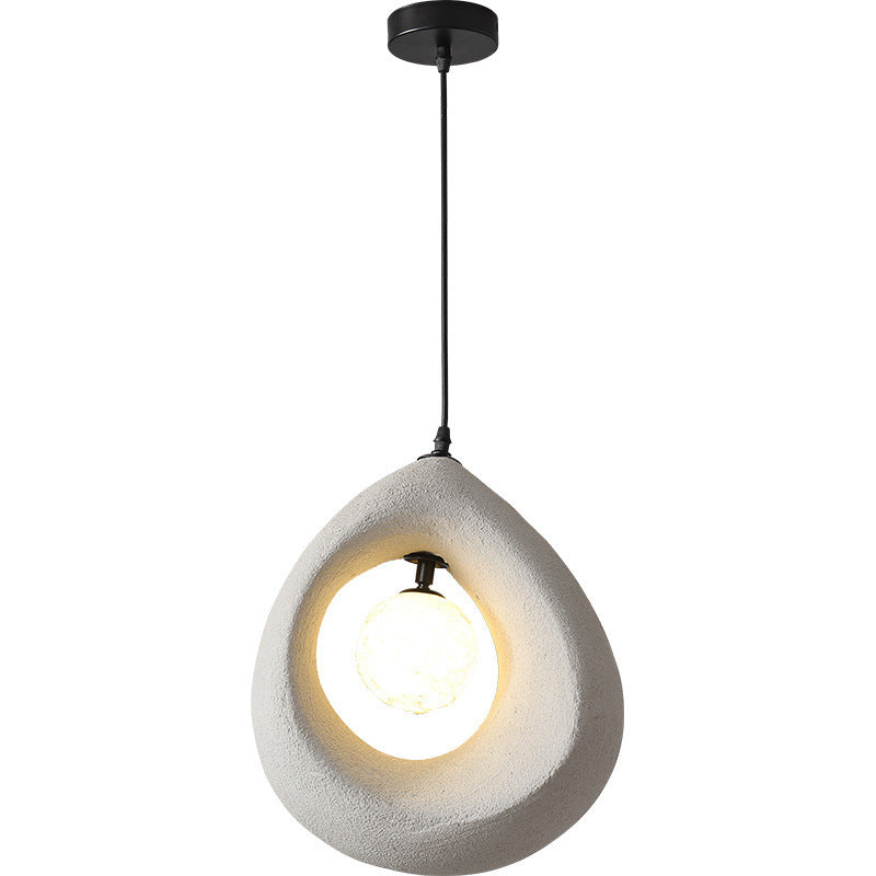 Traditional Vintage High-density Polystyrene Curved Egg-shaped 1-light Pendant Light for Bedroom & Living Room