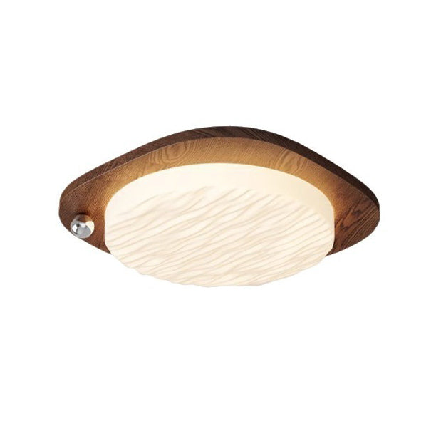 Traditional Chinese PVC Iron Textured Square Round LED Flush Mount Ceiling Light For Bedroom