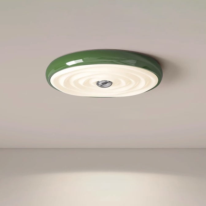 Modern Minimalist Round Water Ripple Iron Acrylic LED Flush Mount Ceiling Light For Bedroom