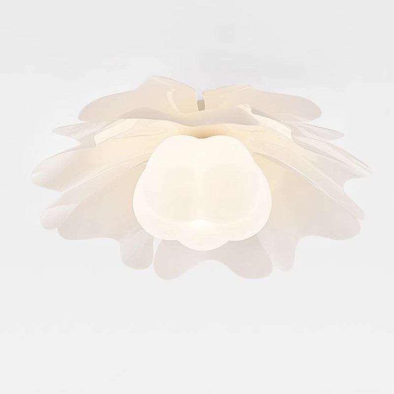 Contemporary Creative Flower Pumpkin Shape Hardware Frame Acrylic Shade 1-Light Flush Mount Ceiling Light For Living Room