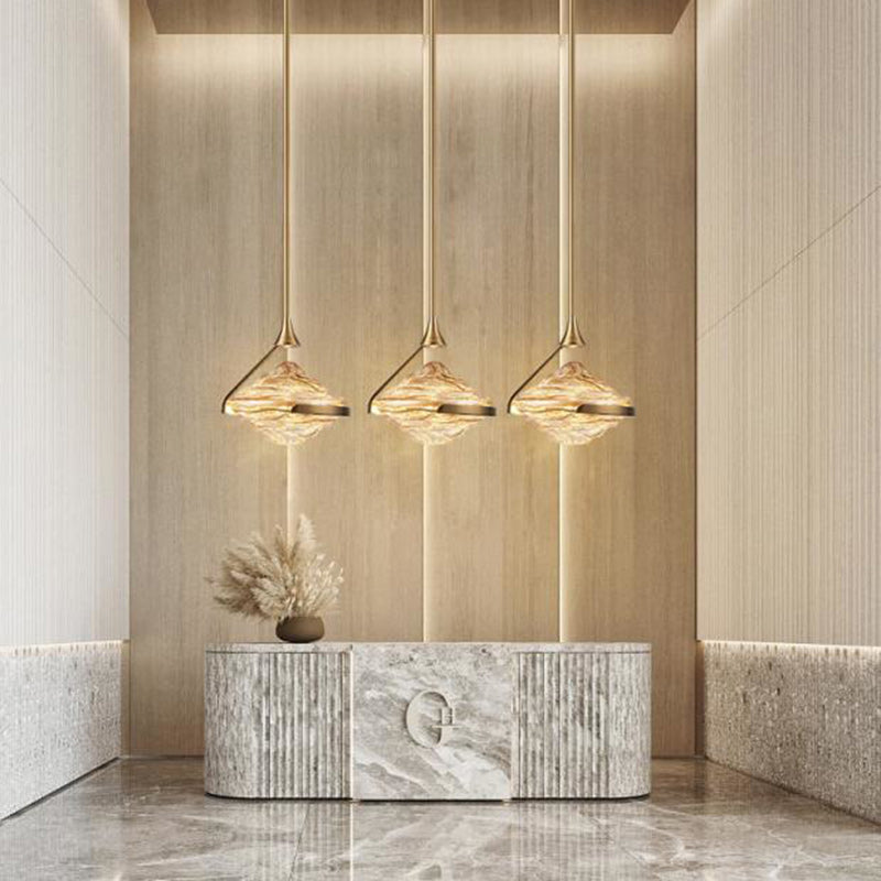 Modern Luxury Oval Iron Glass LED Pendant Light for Living Room
