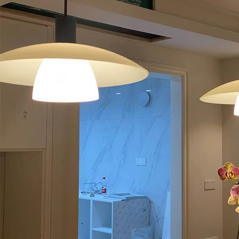 Contemporary Scandinavian Round Iron Glass 1-light Pendant Light for Living Room