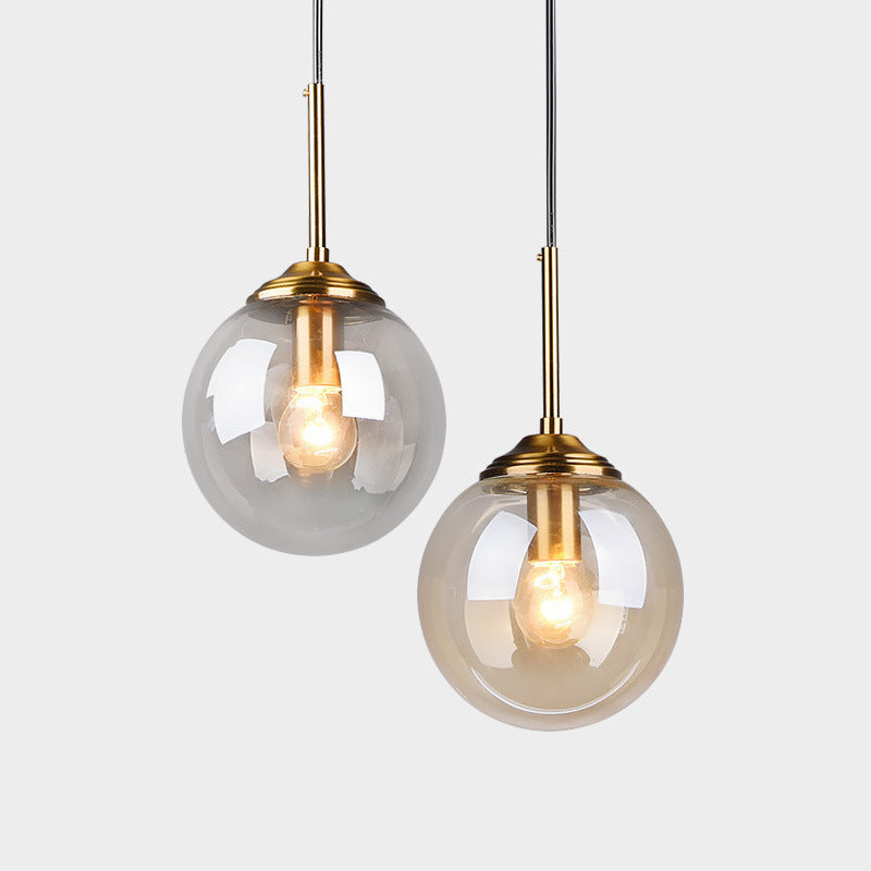 Contemporary Scandinavian Globe Iron Glass 1-Light Pendant Light For Living Room