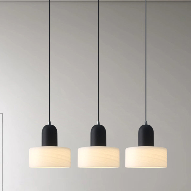 Contemporary Scandinavian Round Iron Glass 1-Light Pendant Light For Living Room