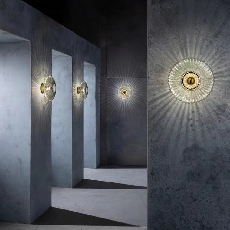 Contemporary Retro Round Iron Glass 1-Light Wall Sconce Lamp For Living Room