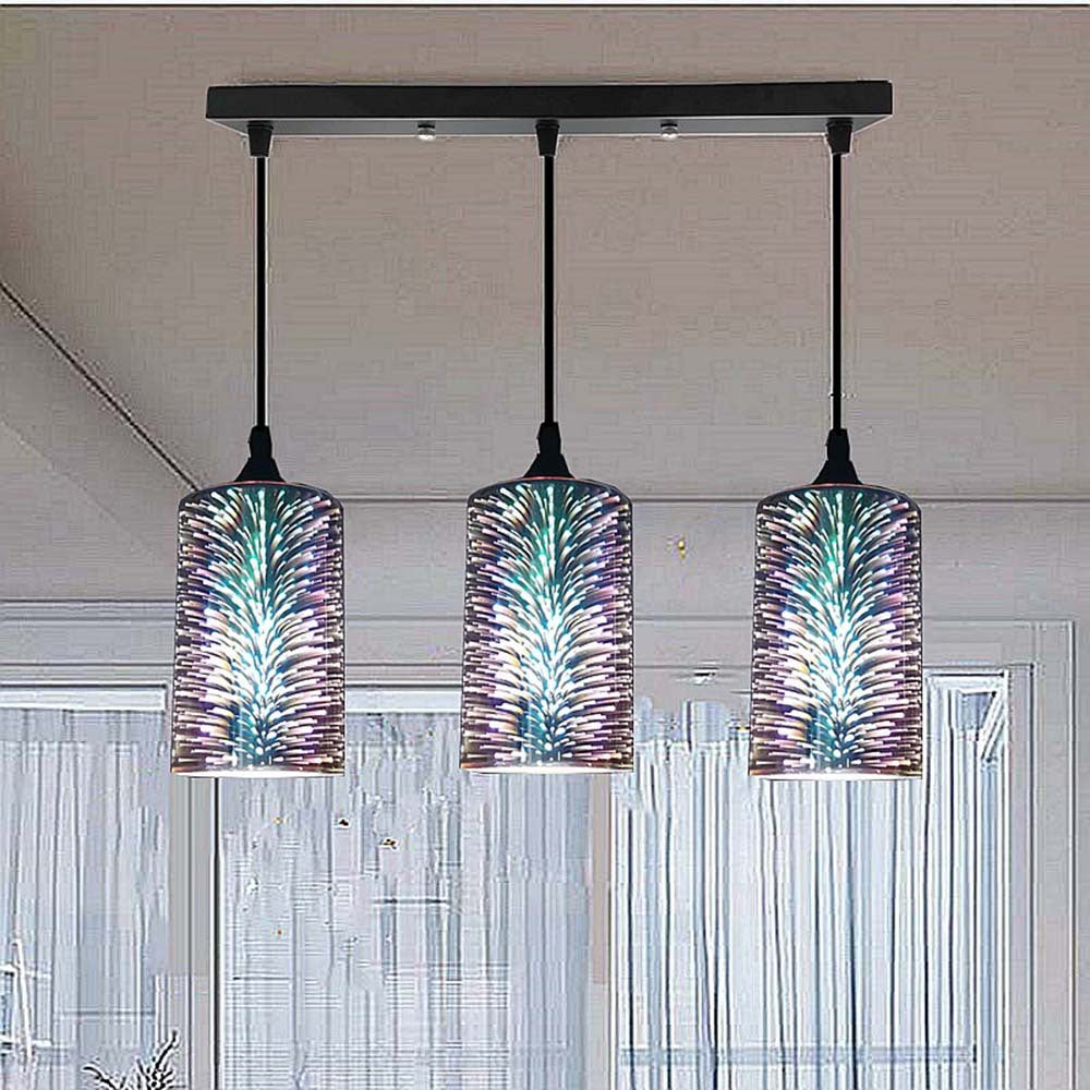 Contemporary Creative Cylinder Iron Glass 1/3-Light Pendant Light For Living Room