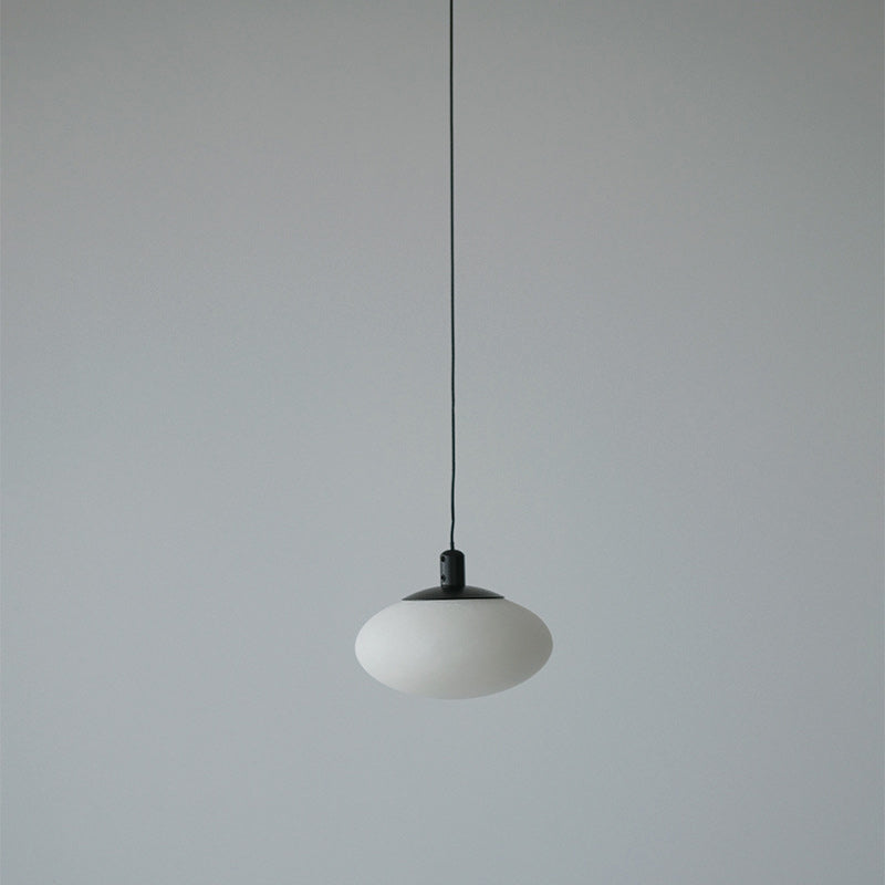 Contemporary Nordic Oval Iron Stone 1-Light Pendant Light For Living Room