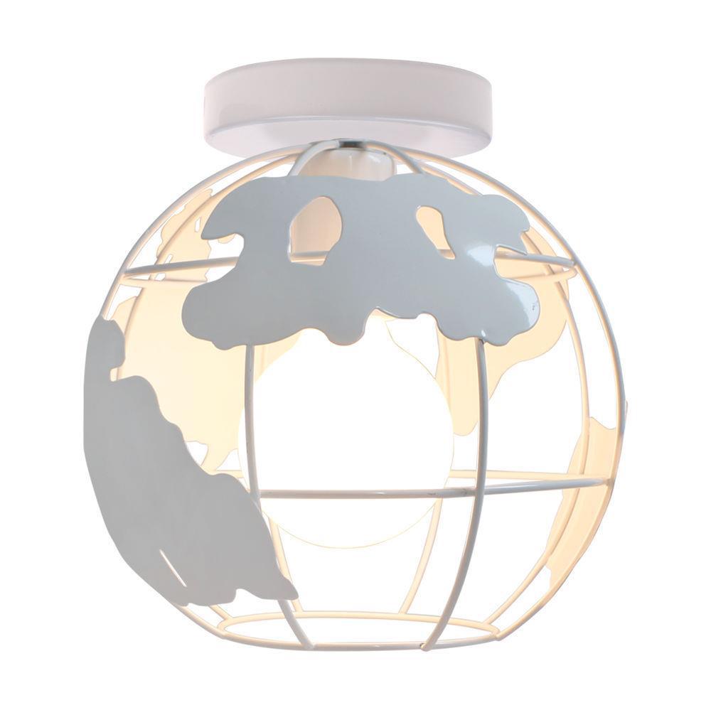 Contemporary Creative Kids Globe Map Shape Iron 1-light Semi-flush Mount Ceiling Light Kids Light for Bedroom