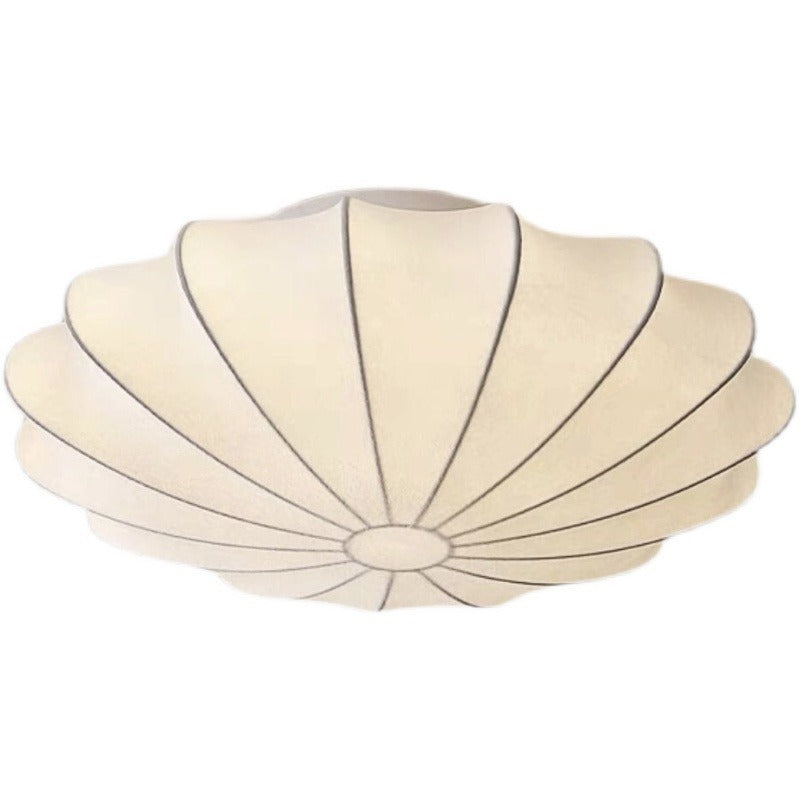Traditional Japanese Bell Shape Metal Silk 1/3-light Semi-flush Mount Ceiling Light for Living Room