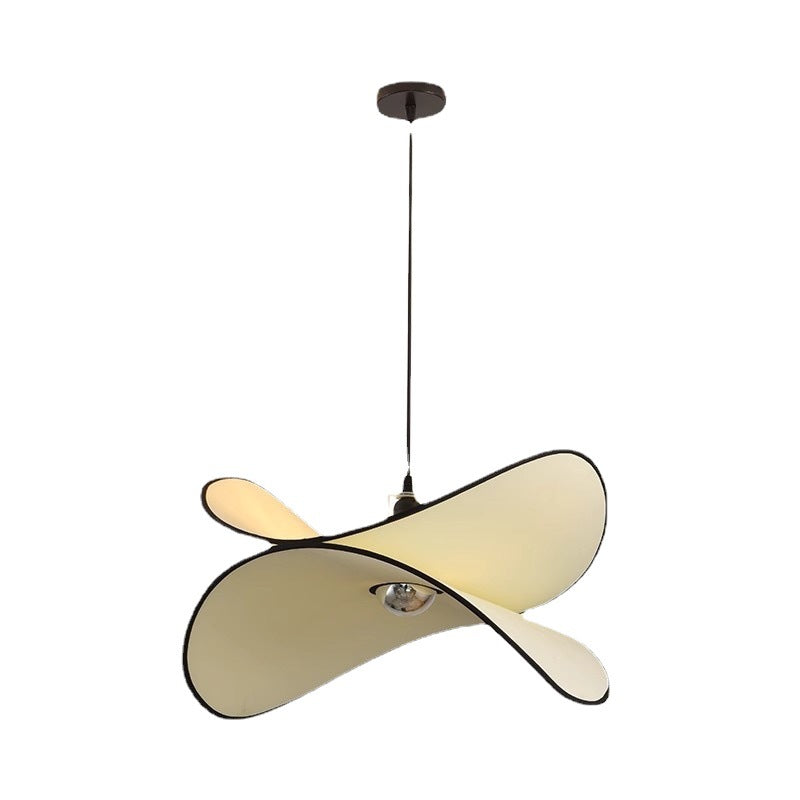 Traditional French Potato Chip Shape Iron Fabric 1-Light Pendant Light For Bedroom