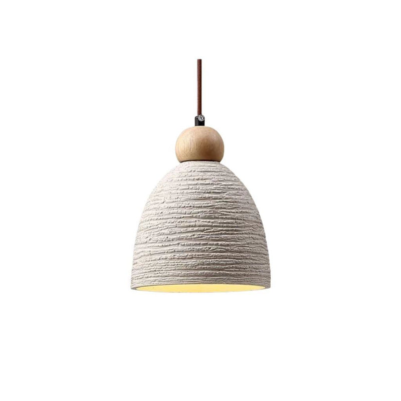 Contemporary Industrial Cement Wood Fillet Cone Shaped 1-Light Pendant Light For Living Room